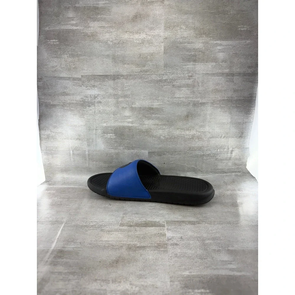 Nike Benassi JDI Slides Blue Black Smiley Face Swoosh 631261-018 Men Sz 10